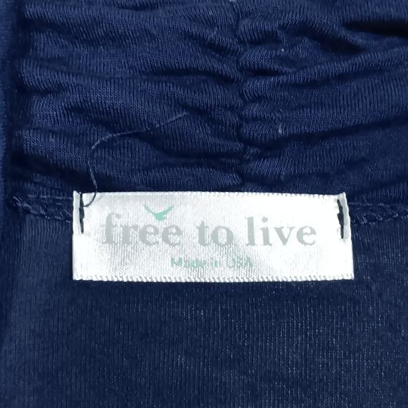 Free To Live Overlap Draped Cardigan Size Medium Navy Blue Short Sleeve - Picture 6 of 7